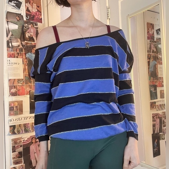 Sandro Off the Shoulder Striped Sweater Size 1 - Picture 8 of 9